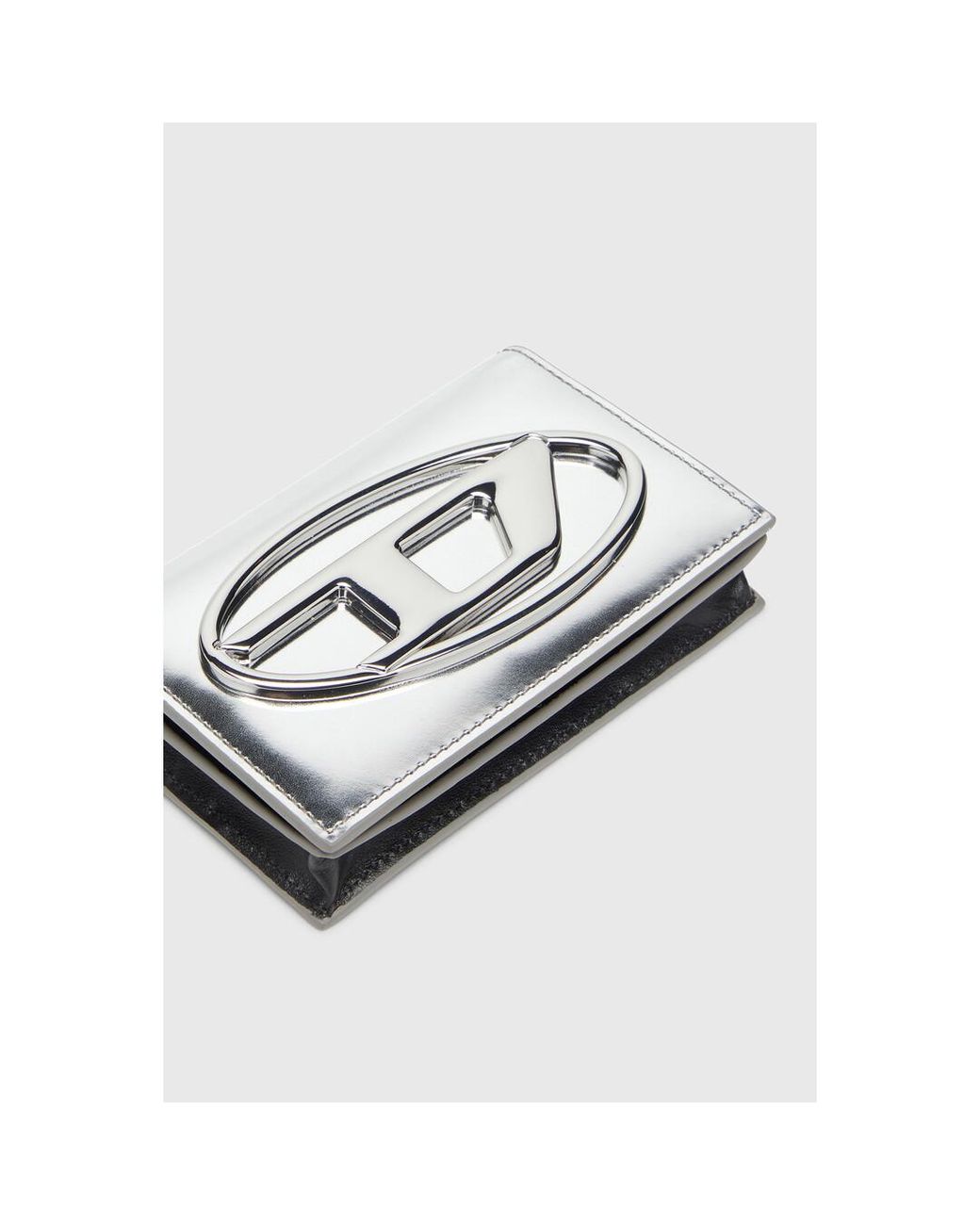 DIESEL White Metallischer Lederkartenhalter