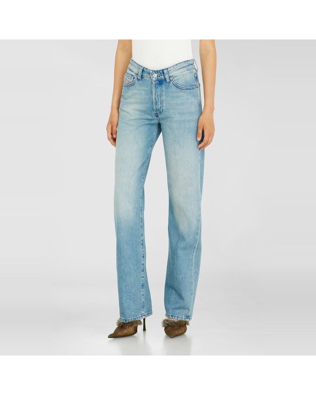 DIESEL Blue Regular Jeans High Waist 1971 D-Sent, Light, Button Fly