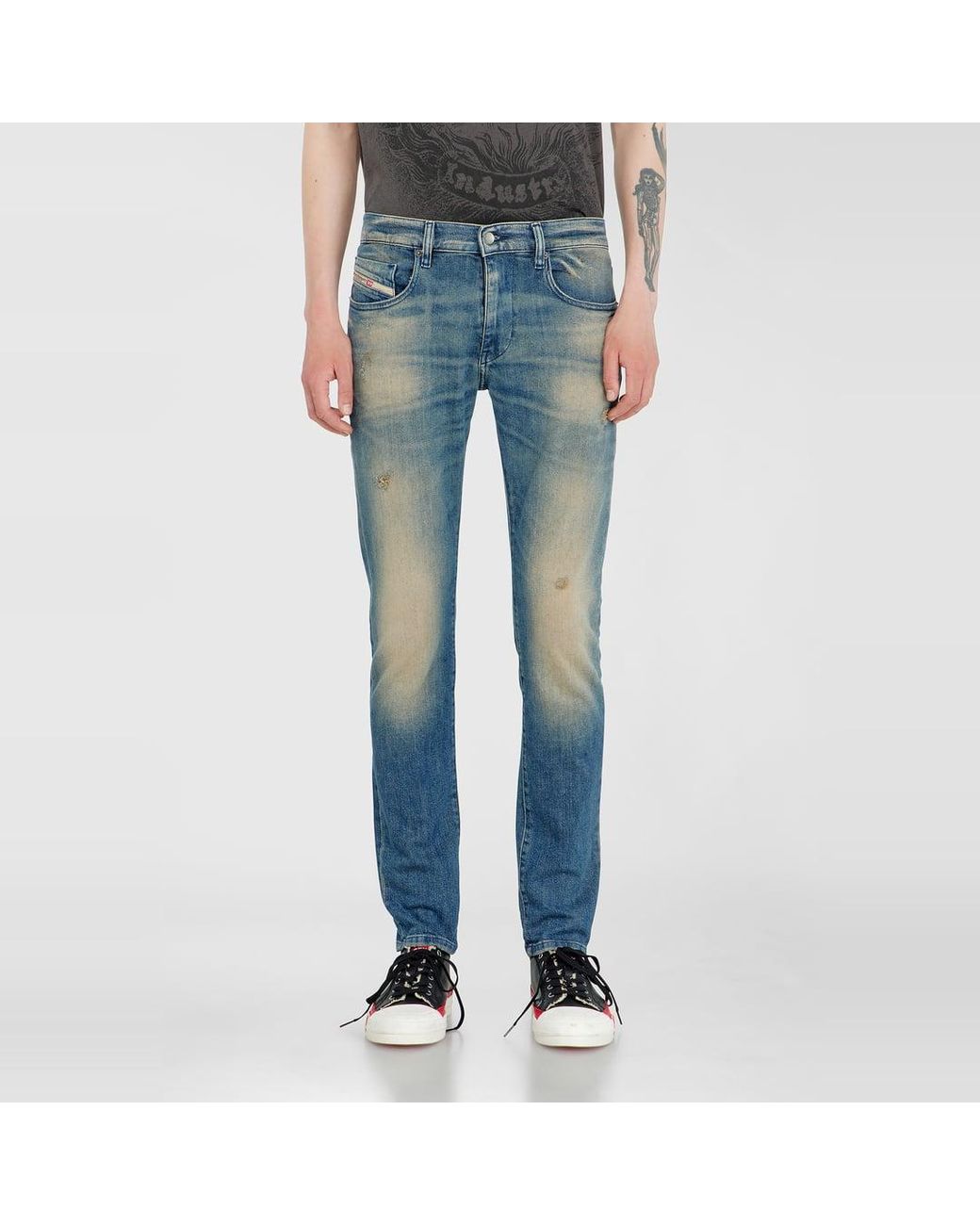DIESEL Blue Slim Jeans Regular Waist 2019 D-Strukt, Medium, Zip Fly for men