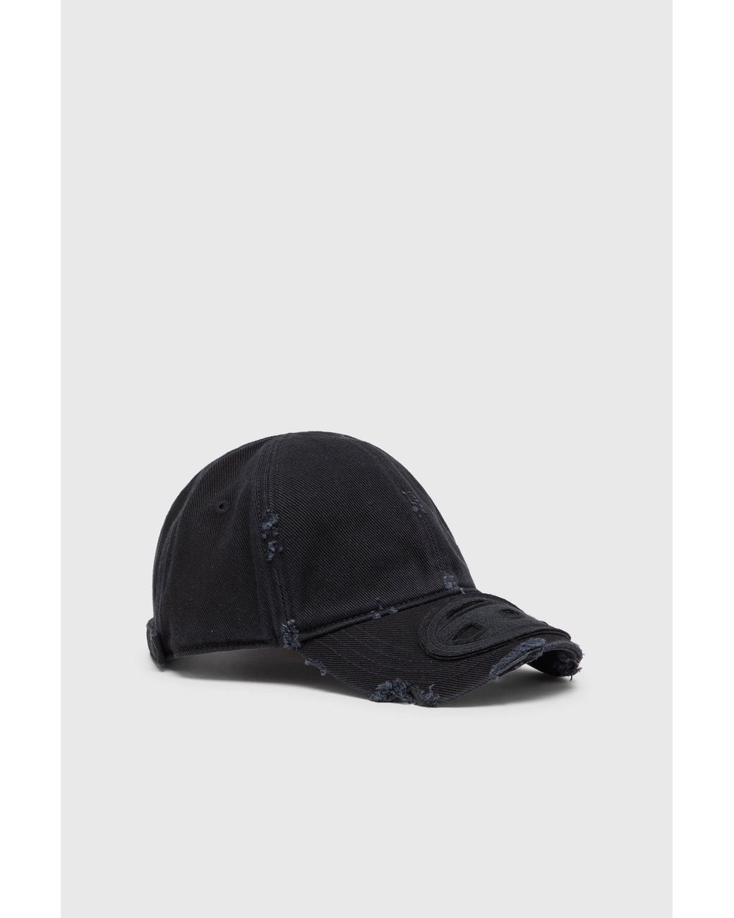 DIESEL Black Cotton Twill Cap With Distressed Details for men