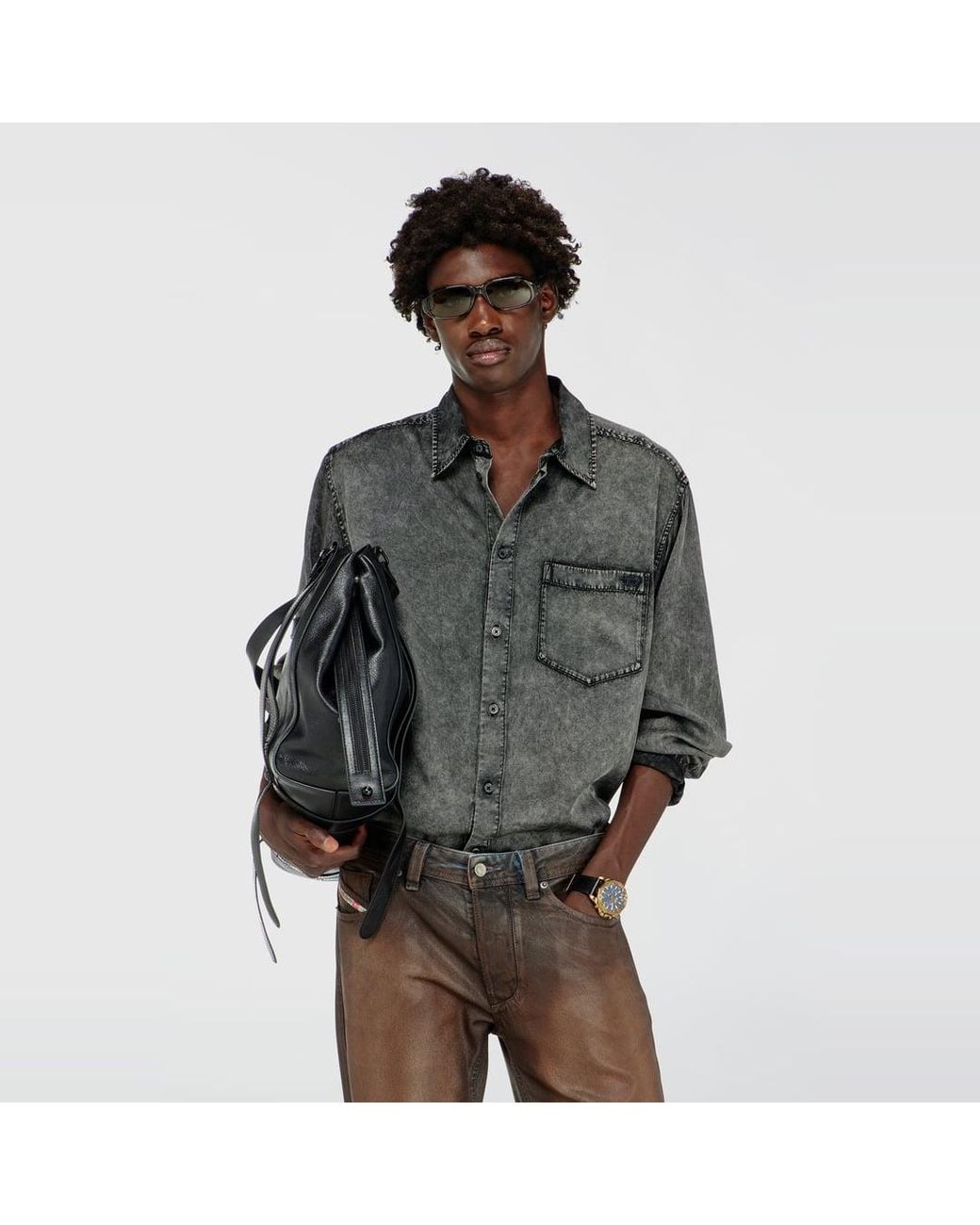 Camicia Fluida di DIESEL in Gray da Uomo