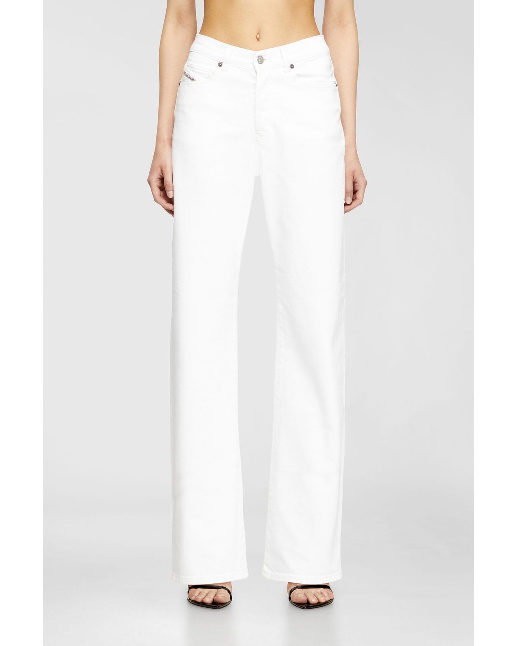 DIESEL White Regular Jeans High Waist 1971 D-Sent, Button Fly