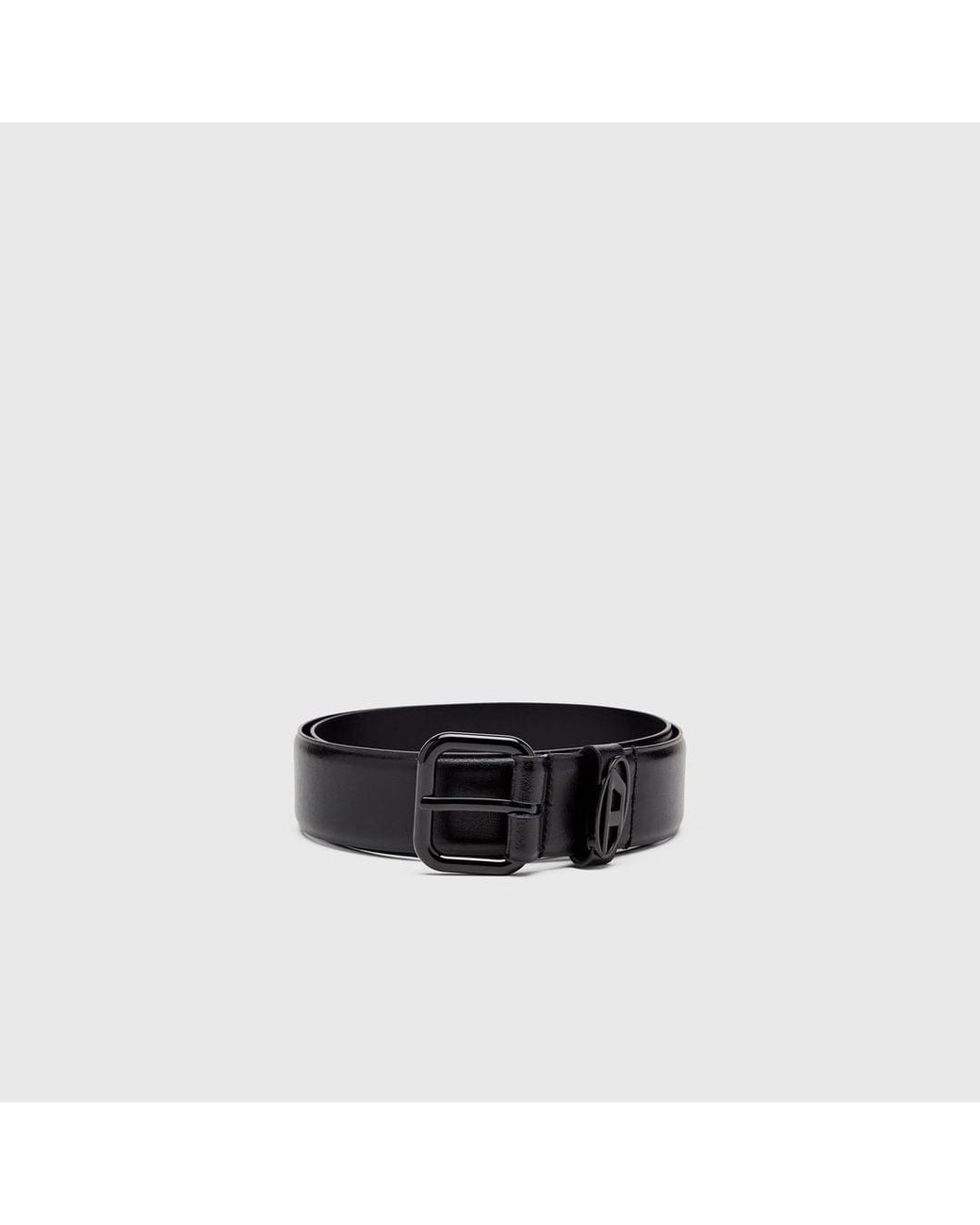 DIESEL Black 3.9Cm Logo-Plaque Embellished Leather Belt