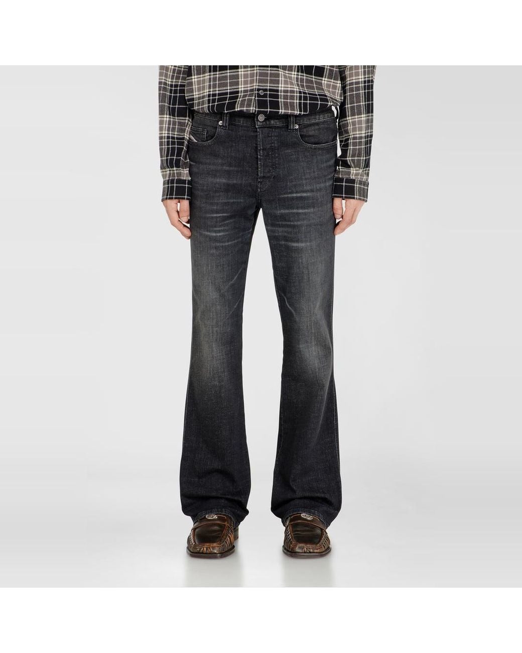 DIESEL Black Bootcut Jeans Regular Waist 1998 D-Buck, /Dark, Button Fly for men