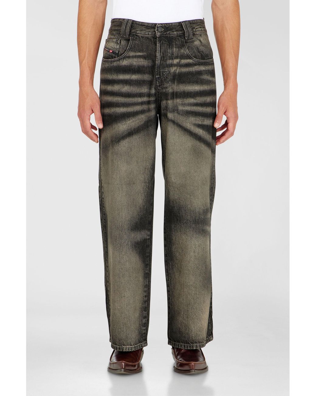 DIESEL Green Relaxed Jeans High Waist 1982 D-Hakou, /Dark, Button Fly