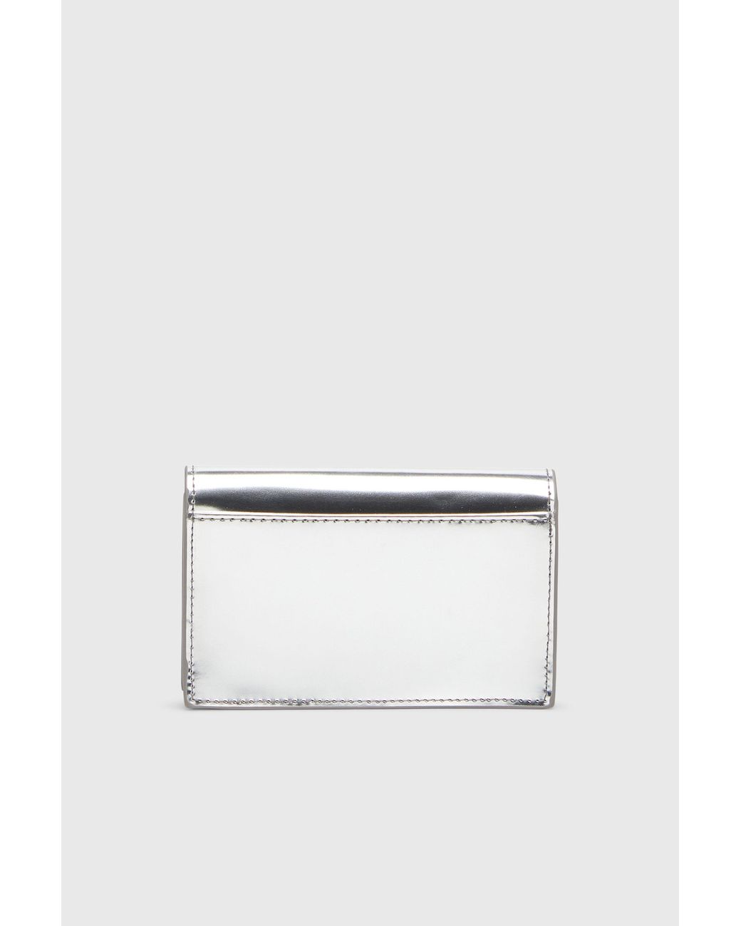 DIESEL White Metallischer Lederkartenhalter