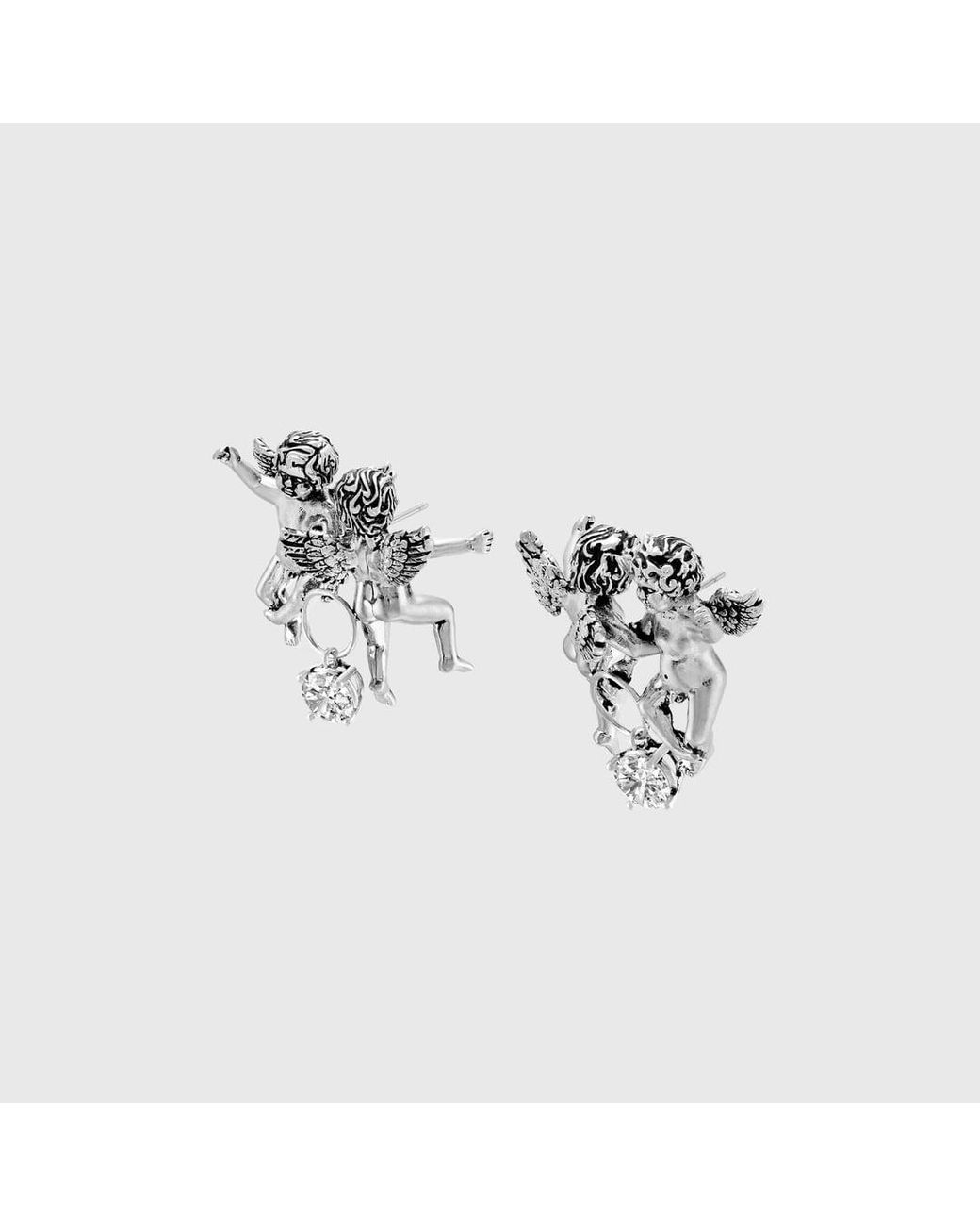 DIESEL Metallic Tone Angel Drop Earrings