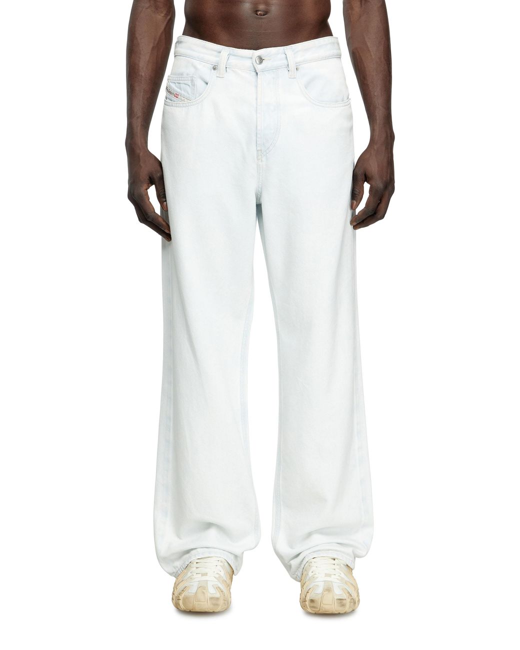 DIESEL White Relaxed Jeans Low Waist 2001 D-Macro, Light, Button Fly for men