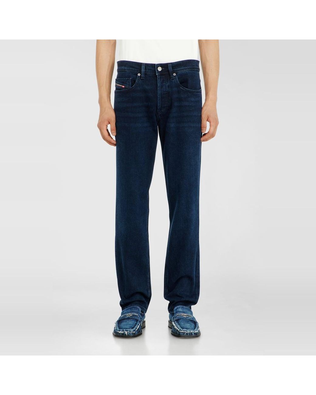 DIESEL Blue Regular Jeans Regular Waist 2023 D-Finitive, Dark, Button Fly for men