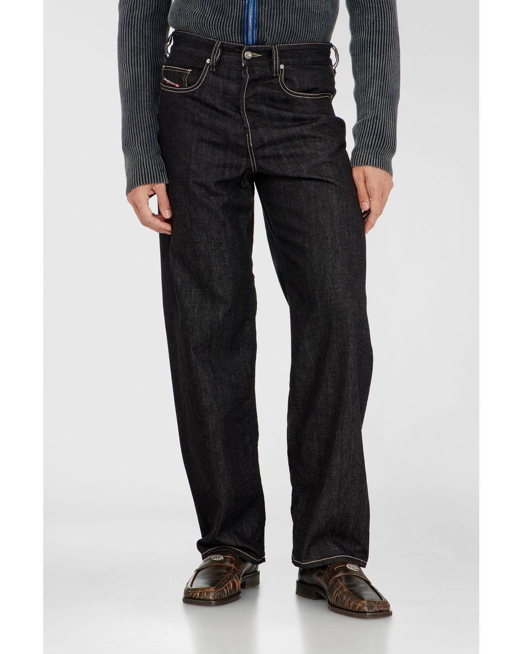 DIESEL Black Relaxed Jeans Low Waist 2001 D-Macro, /Dark, Button Fly for men