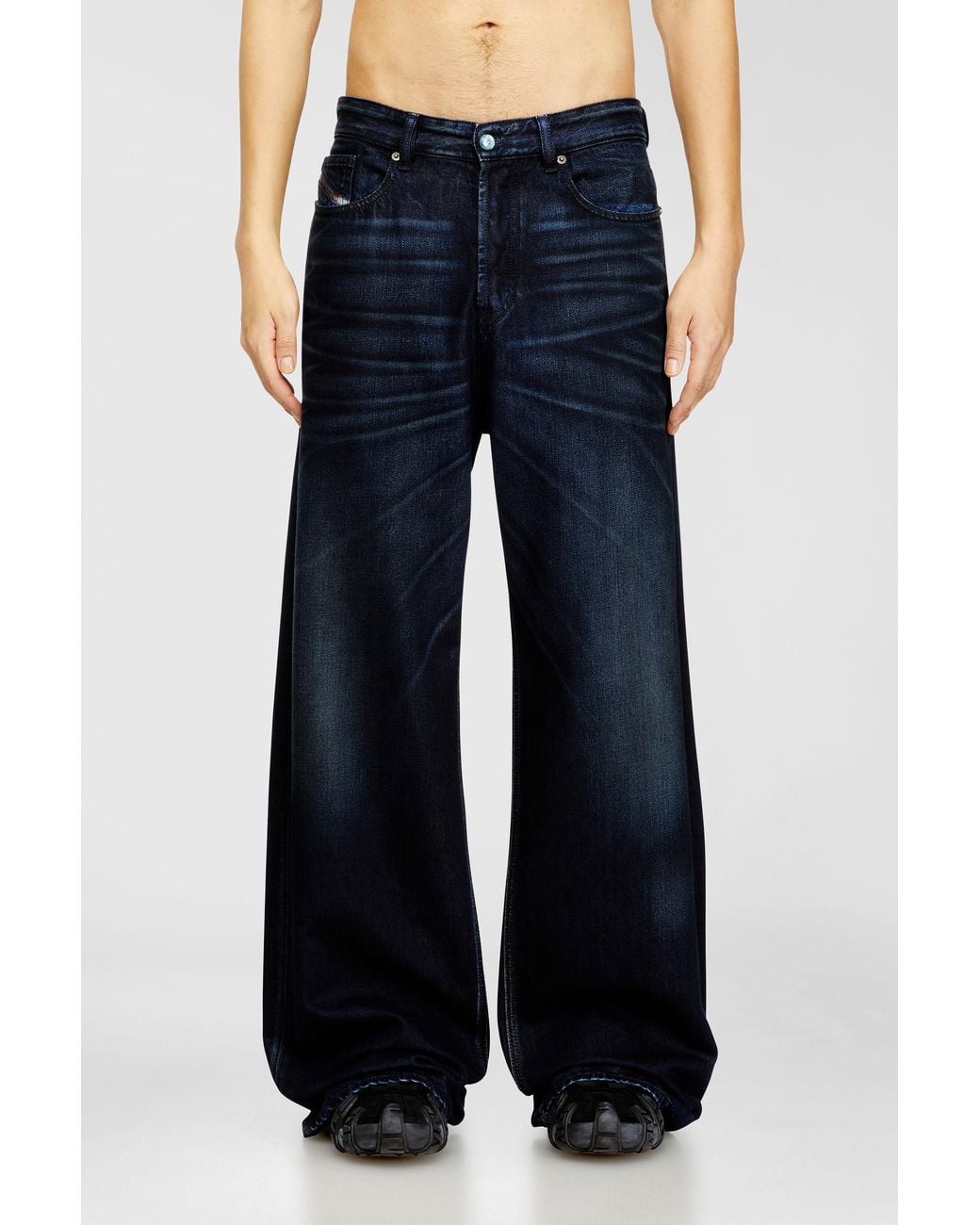 DIESEL Blue Relaxed Jeans Low Waist D-Rise, Dark, Button Fly for men