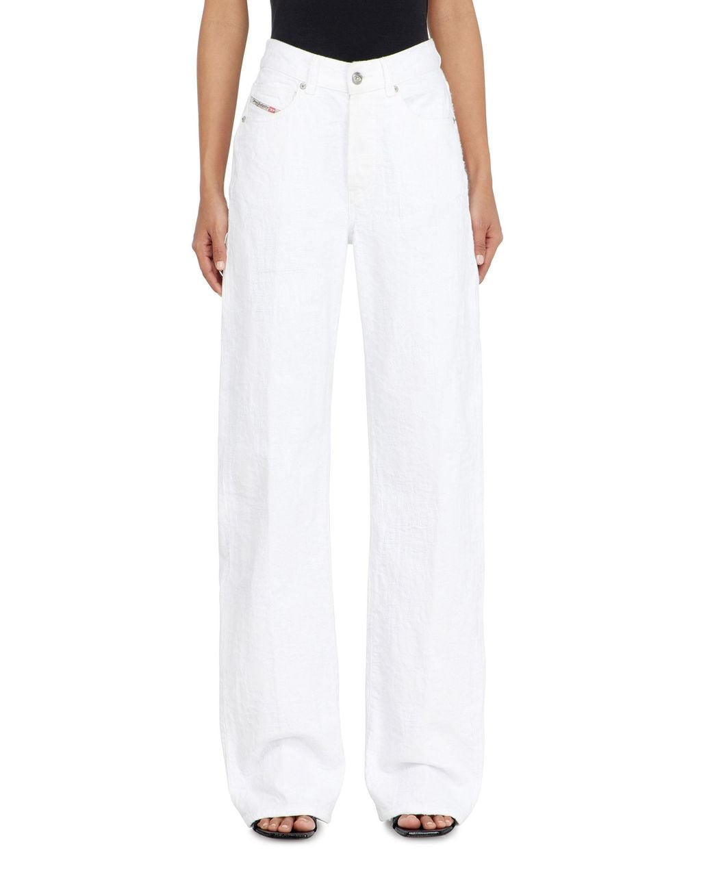 DIESEL White Regular Jeans High Waist 1971 D-Sent, Button Fly