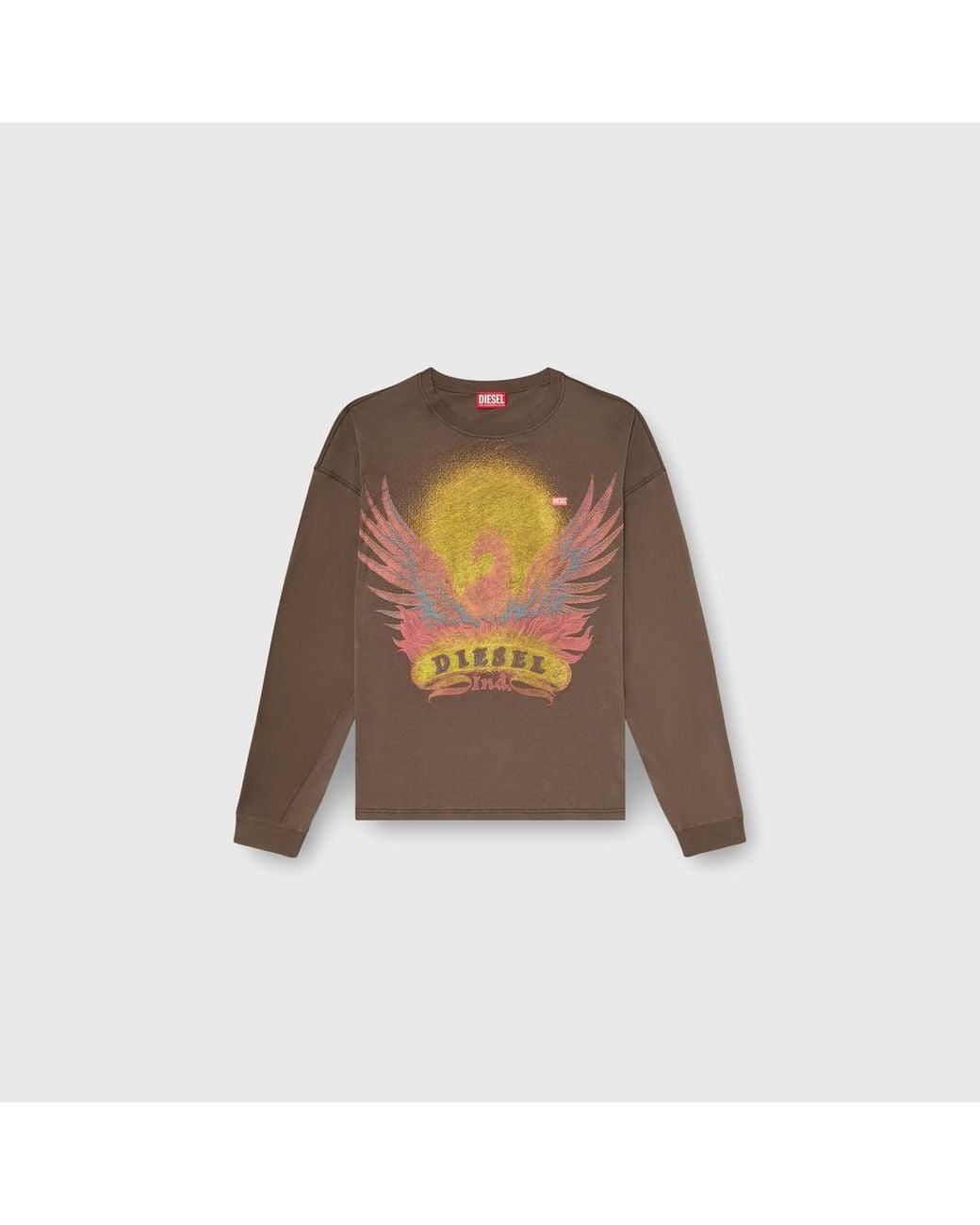 DIESEL Brown Long Sleeve T-Shirt With Phoenix Graphic for men