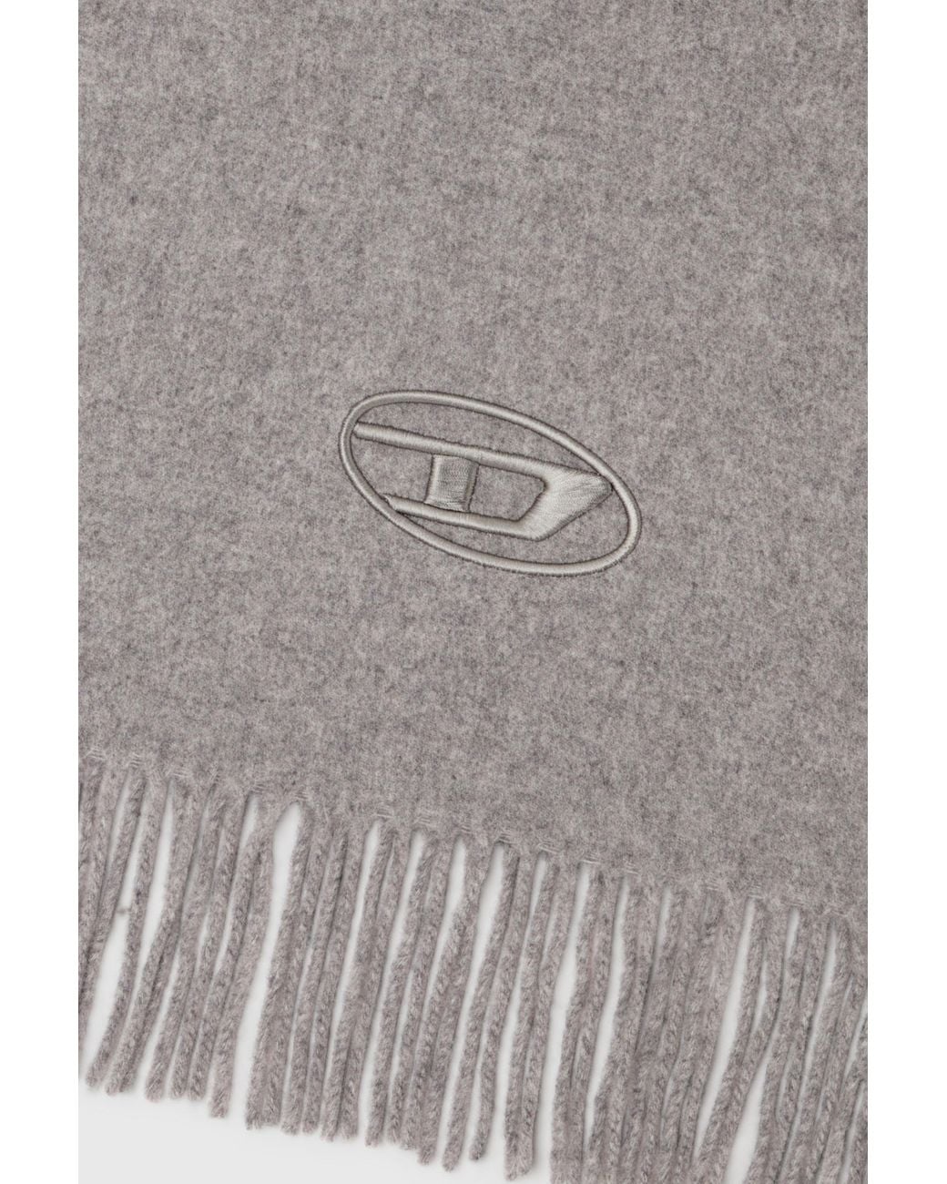 DIESEL Gray Wool-Blend Scarf With Fringed Edges