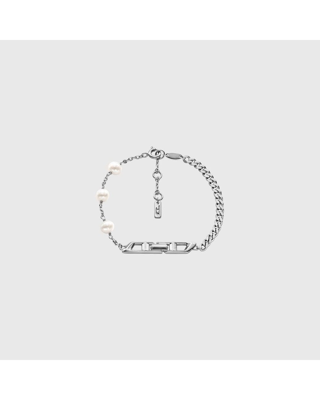 DIESEL Multicolor Sterling And Pearl Chain Bracelet