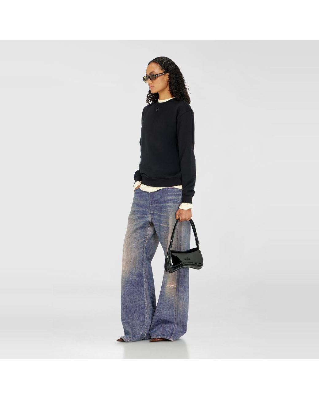 DIESEL Blue Cotton Sweatshirt With Oval D Embroidery