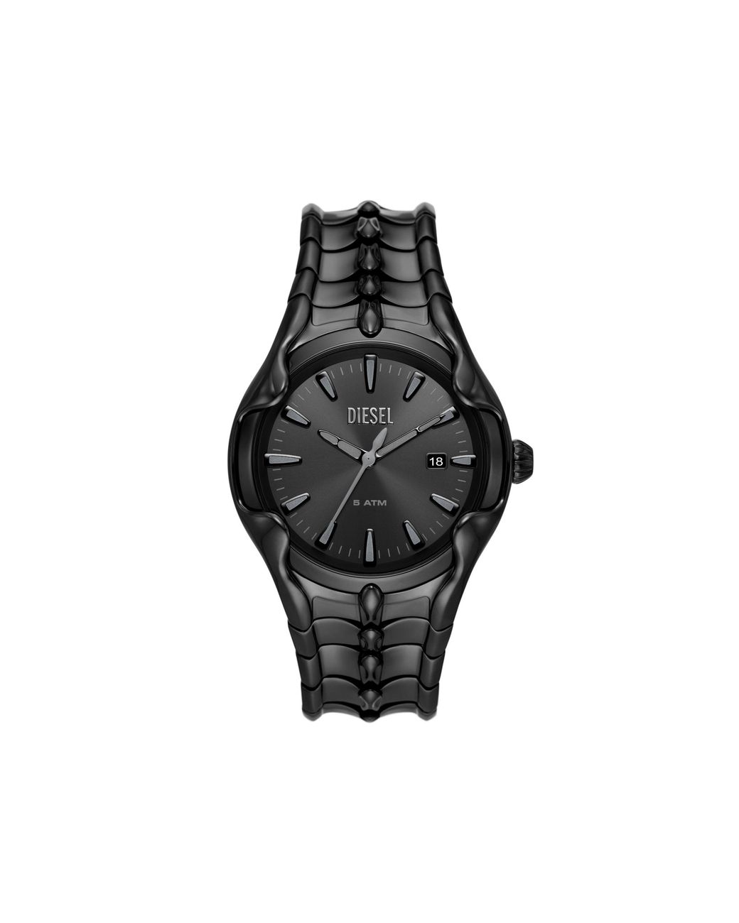 DIESEL Black Vert Three-Hand Date Stainless Steel Watch for men