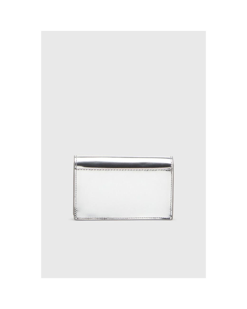 DIESEL White Metallischer Lederkartenhalter