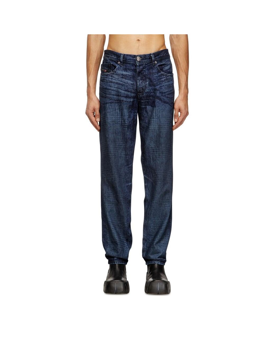 DIESEL Blue Regular Jeans Regular Waist 2023 D-Finitive, Dark, Button Fly for men