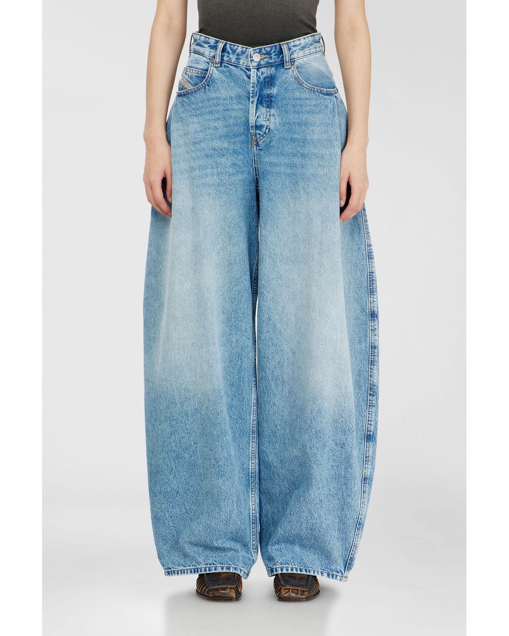 DIESEL Blue Relaxed Jeans High Waist 1987 D-Khelz, Light, Button Fly