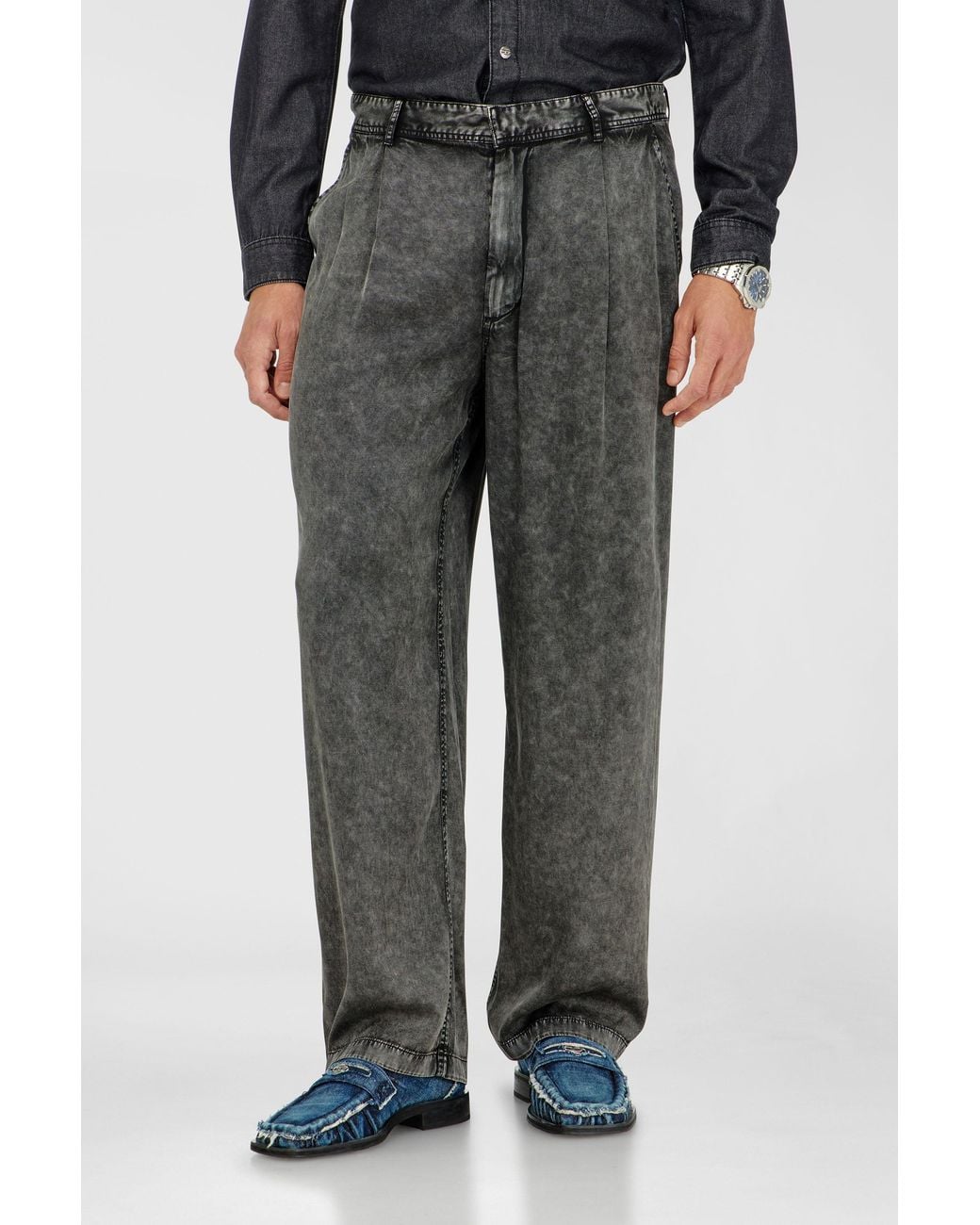 DIESEL Gray Wide-Leg Pants for men