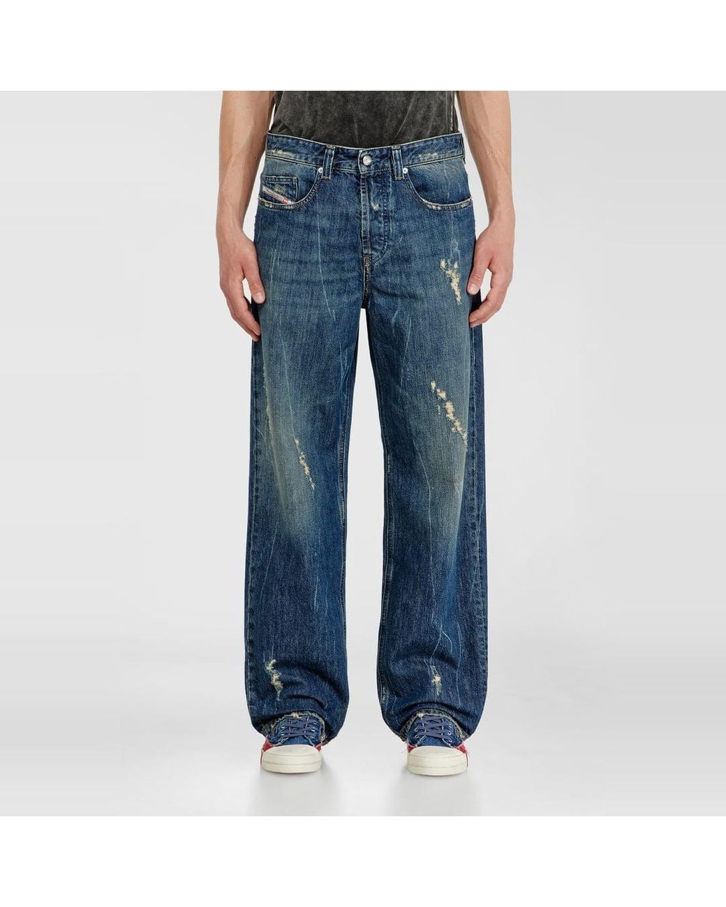 DIESEL Blue Relaxed Jeans Low Waist 2001 D-Macro, Button Fly for men
