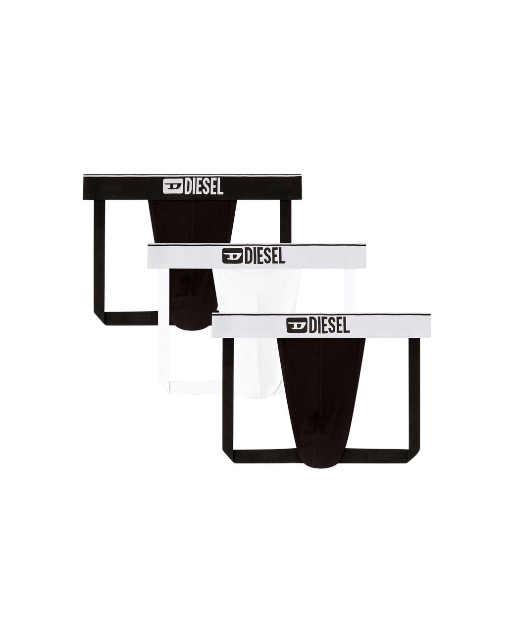 DIESEL White Three-Pack Jockstraps With Front Logo for men