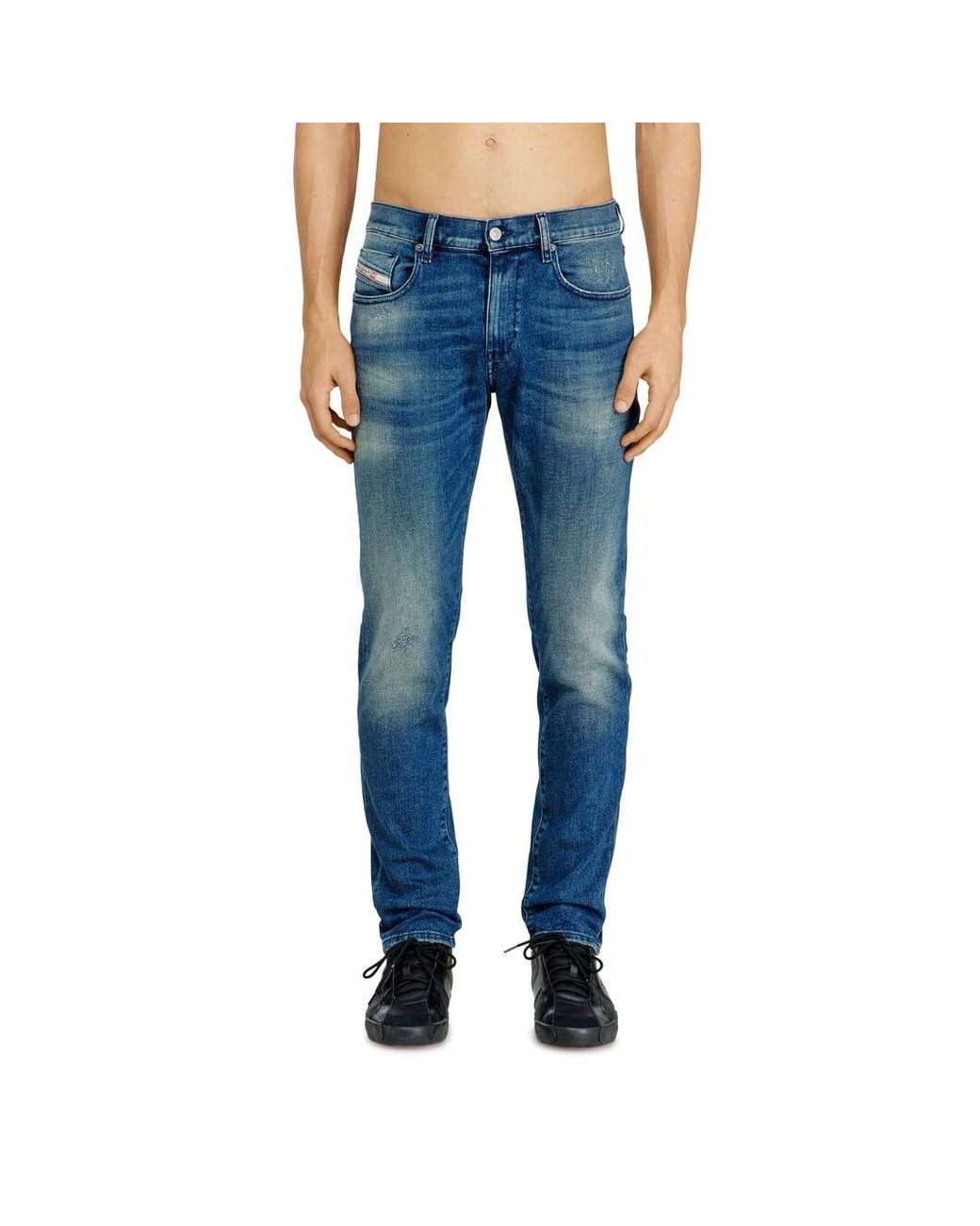 DIESEL Blue Slim Jeans Regular Waist 2019 D-Strukt, Dark, Zip Fly for men