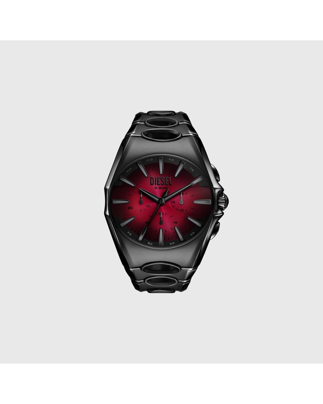 DIESEL Red D-Curve Stainless Steel Watch for men