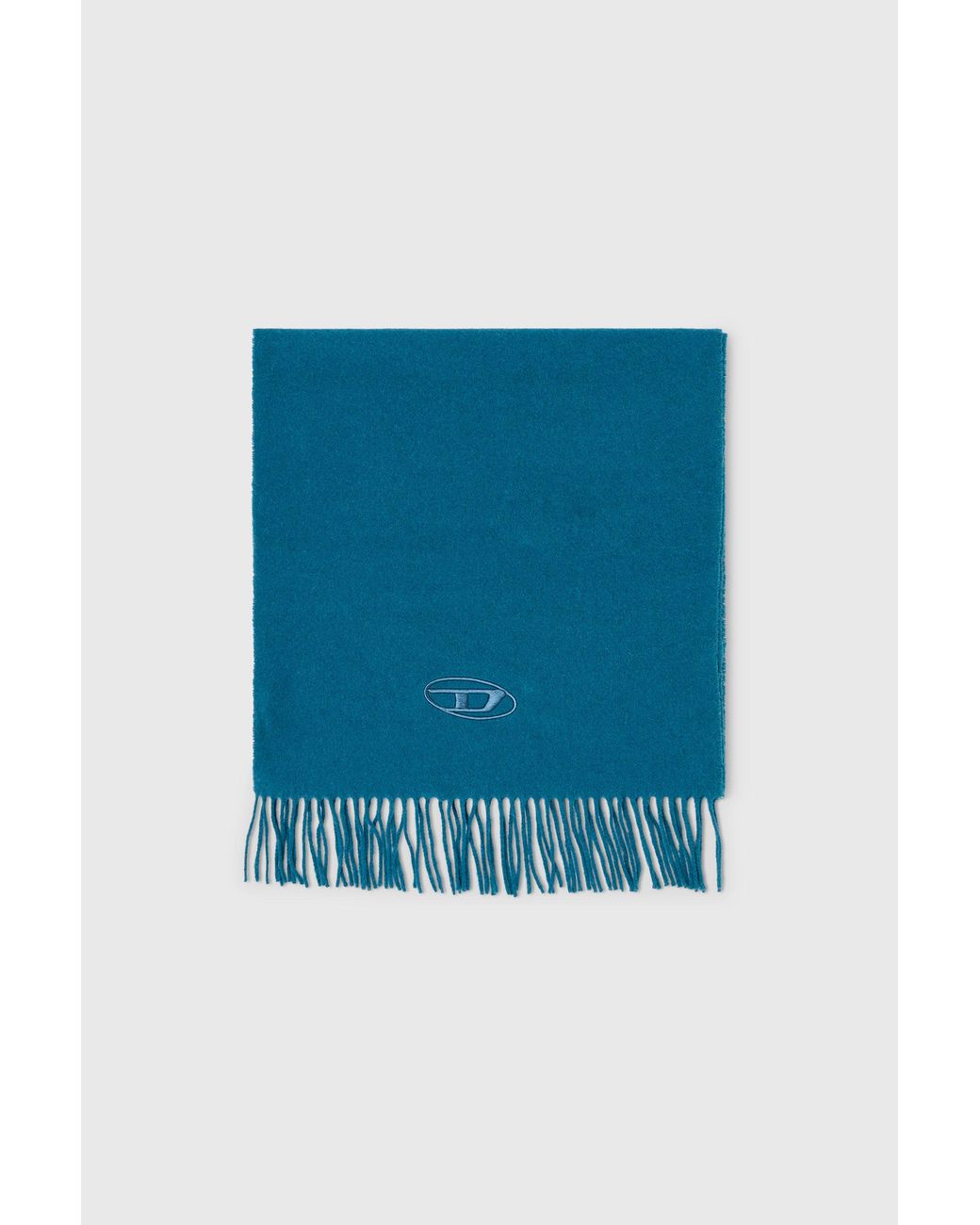 DIESEL Blue Wool-Blend Scarf With Fringed Edges