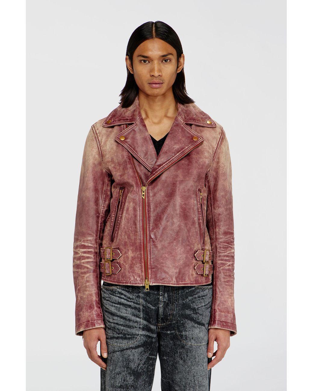 DIESEL Red Biker Jacket for men