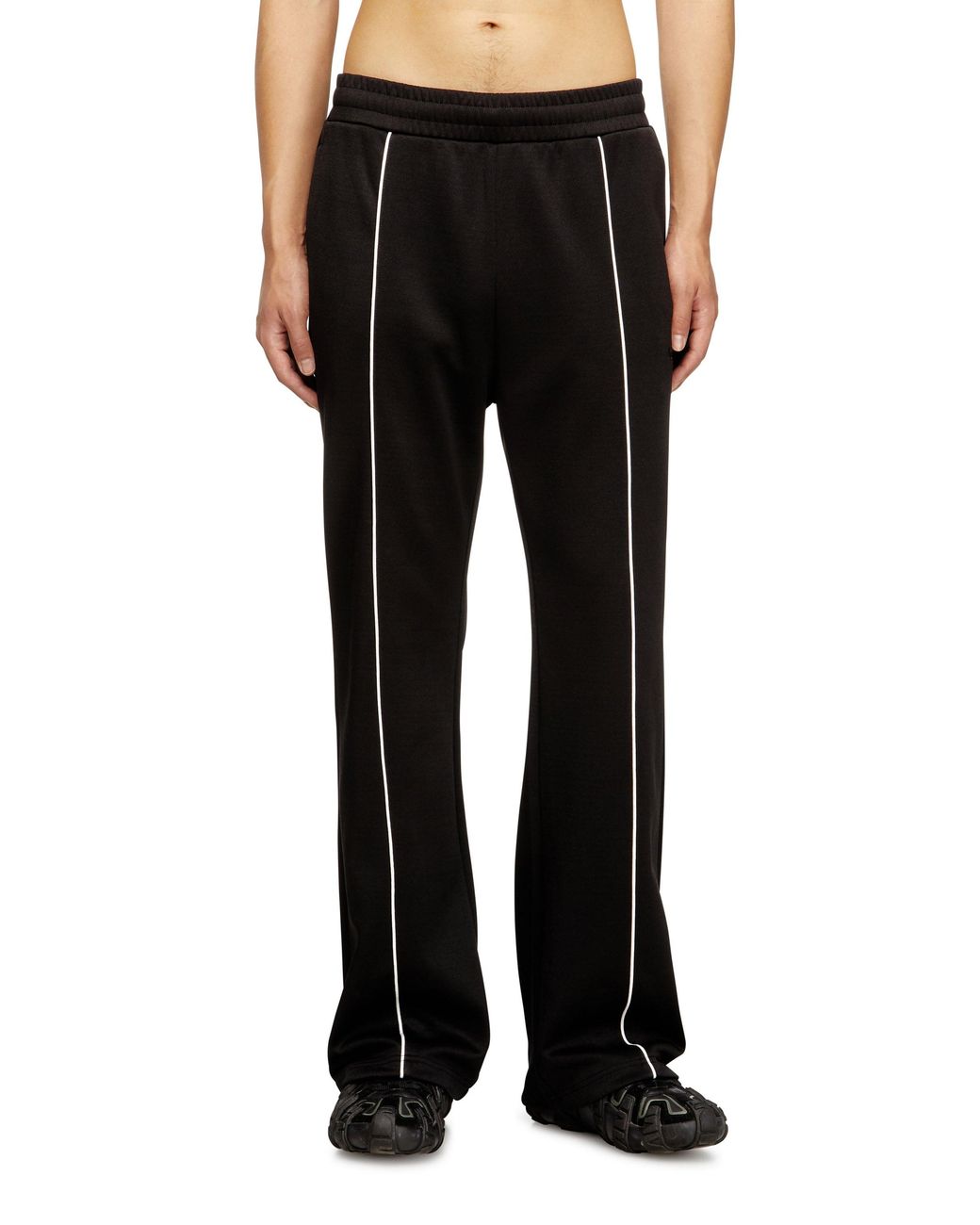 DIESEL Black Track Pants With Contrast Piping for men