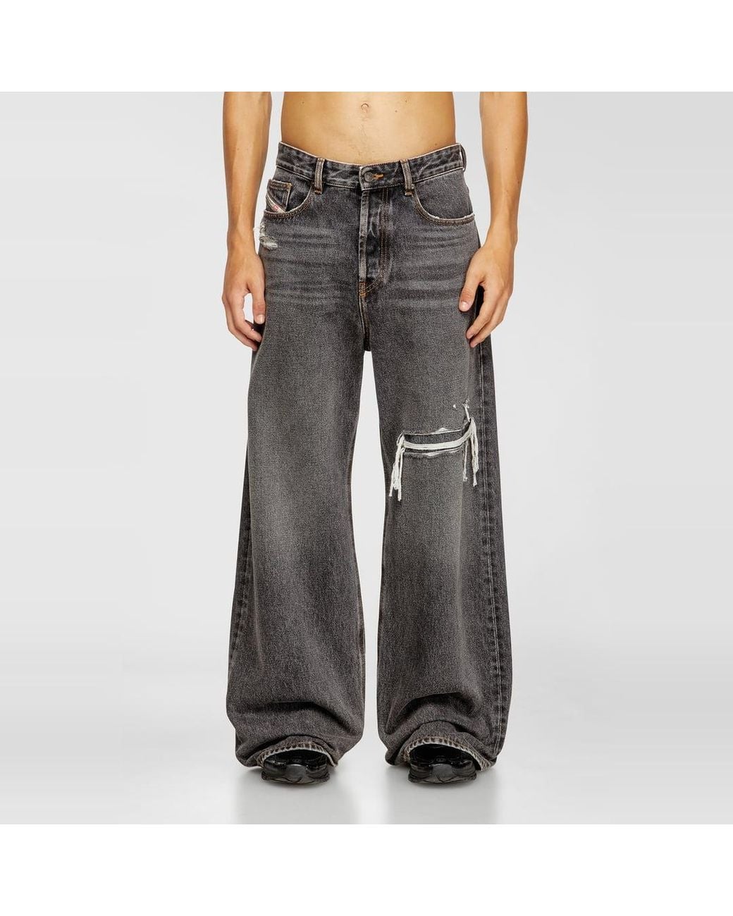 DIESEL Black Relaxed Jeans Low Waist D-Rise, /Dark, Button Fly for men