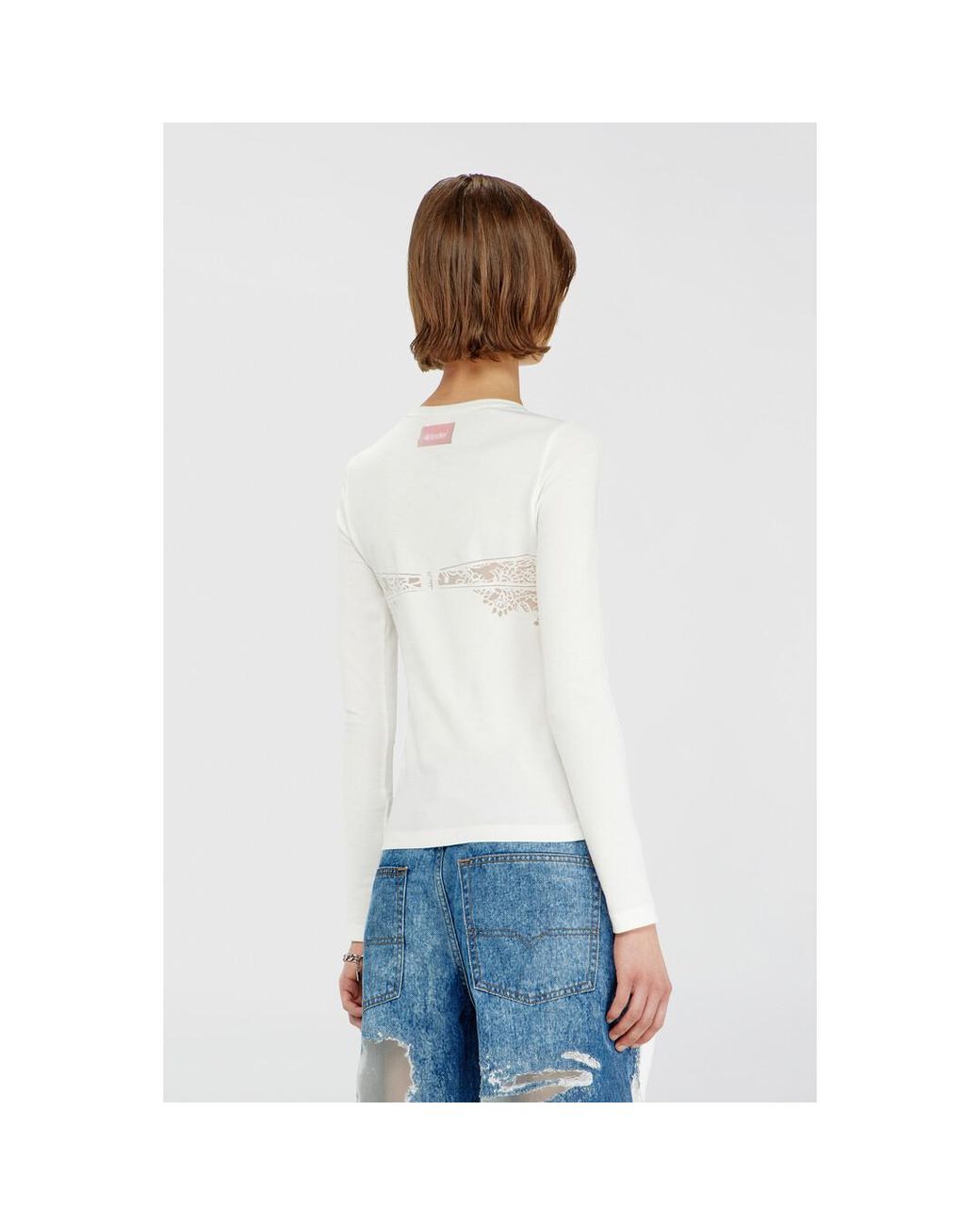 DIESEL White Top Mit Devoré-Spitze-Effekt