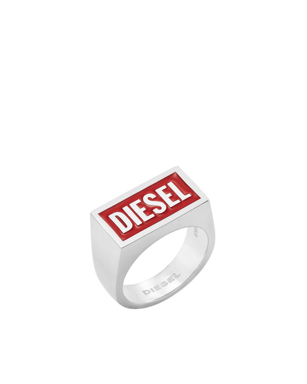 DIESEL Stainless Steel Logo Ring in White for Men | Lyst