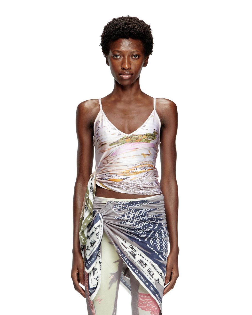 DIESEL Draped Camisole With Bandana Knot in White | Lyst Australia