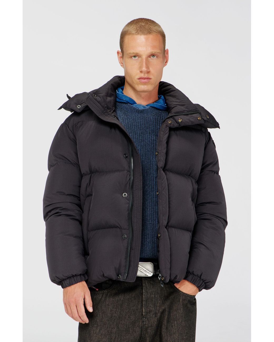 DIESEL Blue Quilted Down Jacket for men