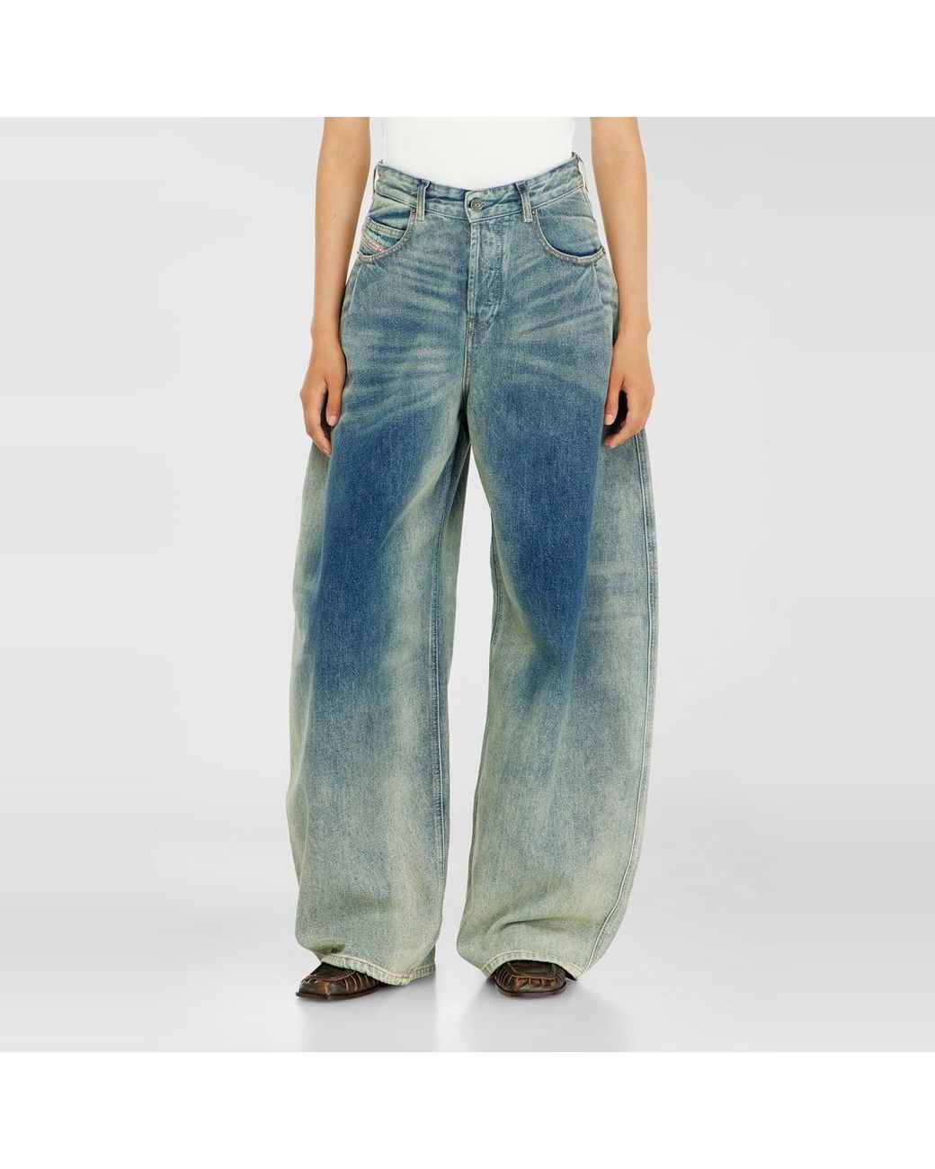 DIESEL Blue Relaxed Jeans High Waist 1987 D-Khelz, Medium, Button Fly