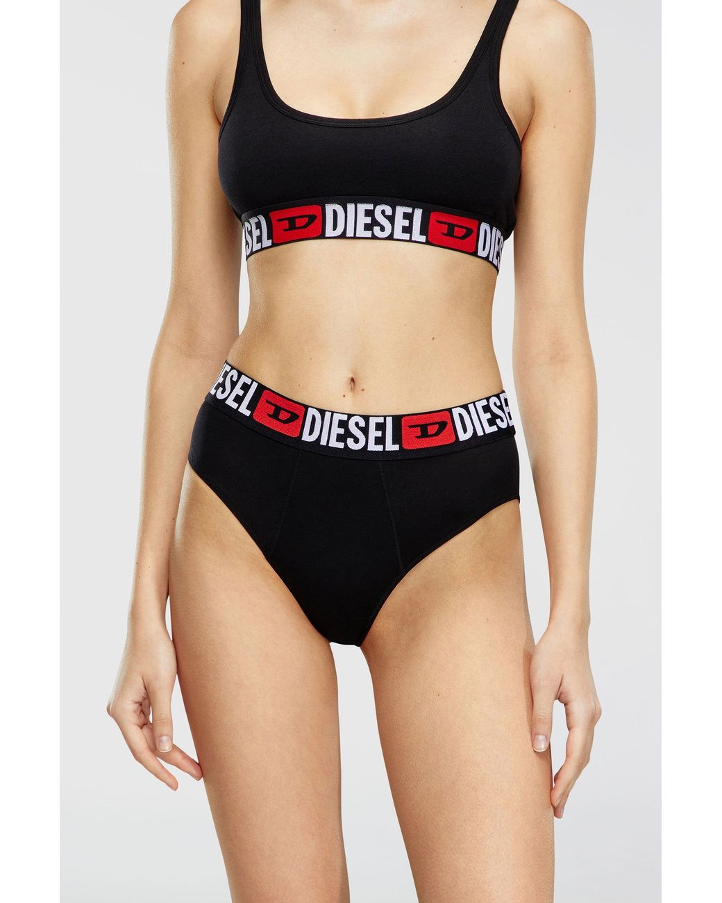 DIESEL Black Three-Pack Ribbed High-Waisted Briefs