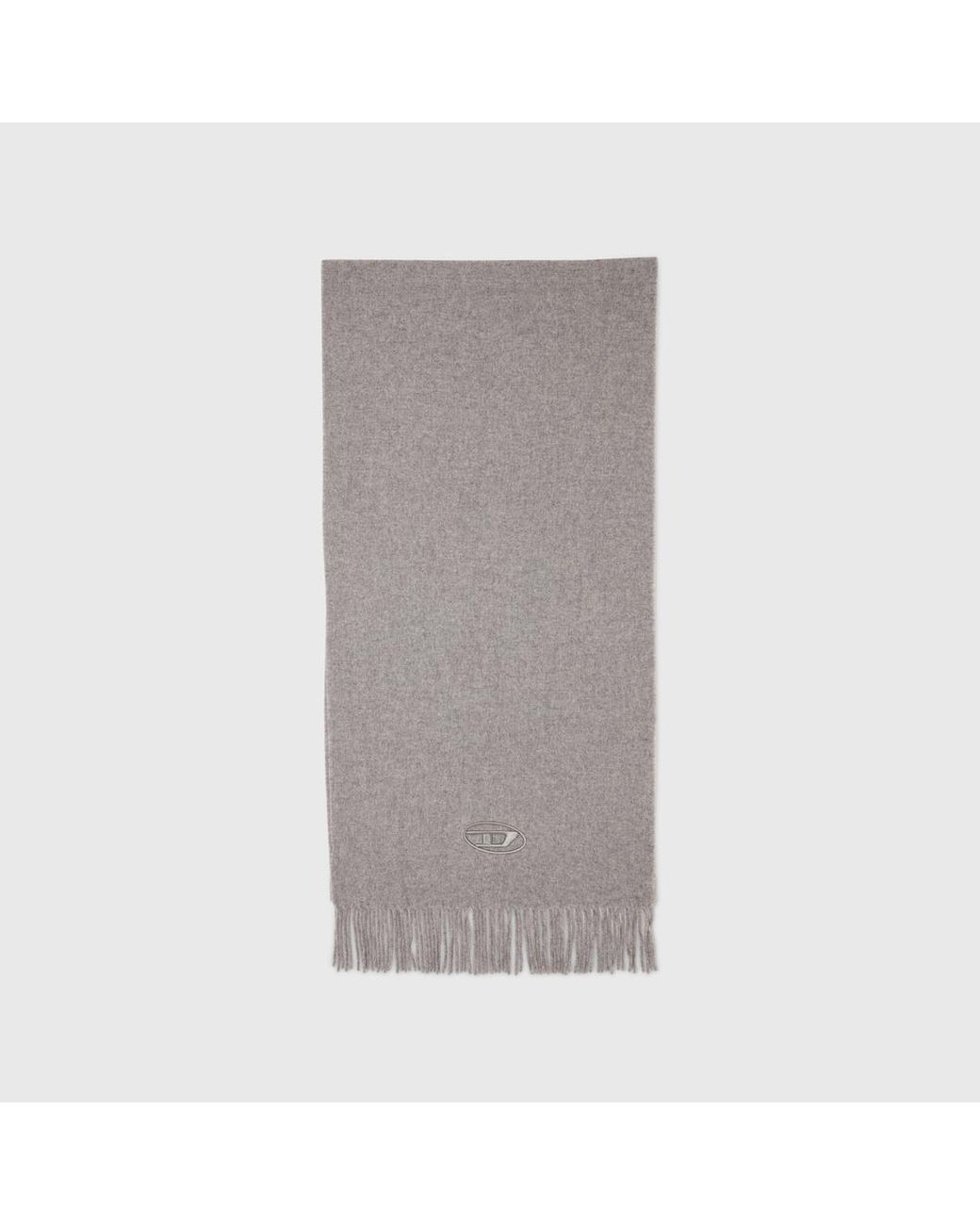 DIESEL Gray Wool-Blend Scarf With Fringed Edges