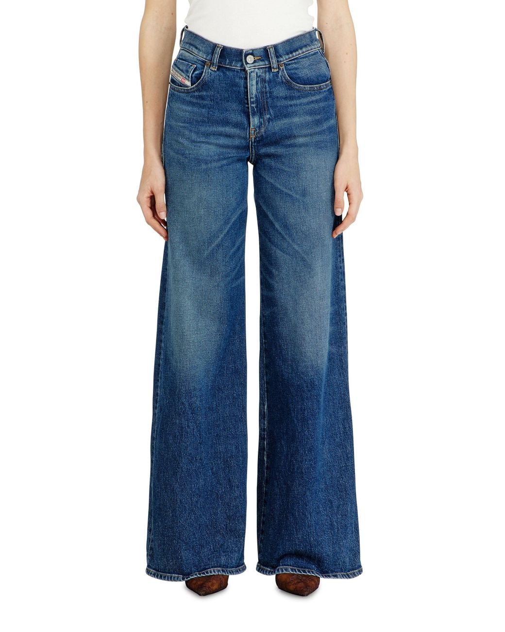 DIESEL Blue Flare Jeans Regular Waist 1978 D-Akemi, Medium, Zip Fly
