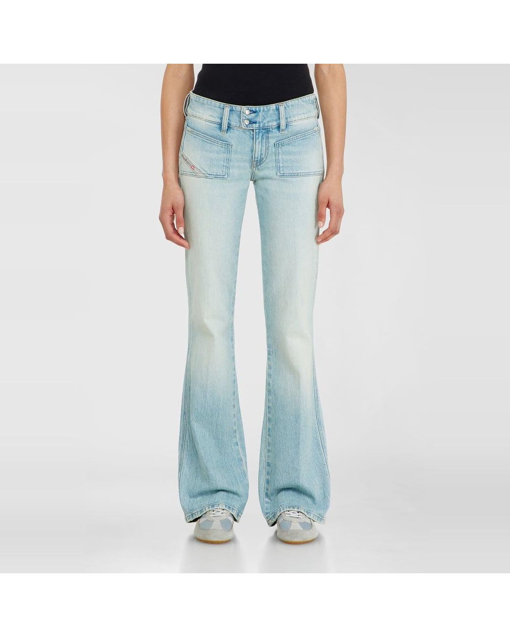 DIESEL Blue Bootcut Jeans Low Waist D-Hush, Light, Zip Fly