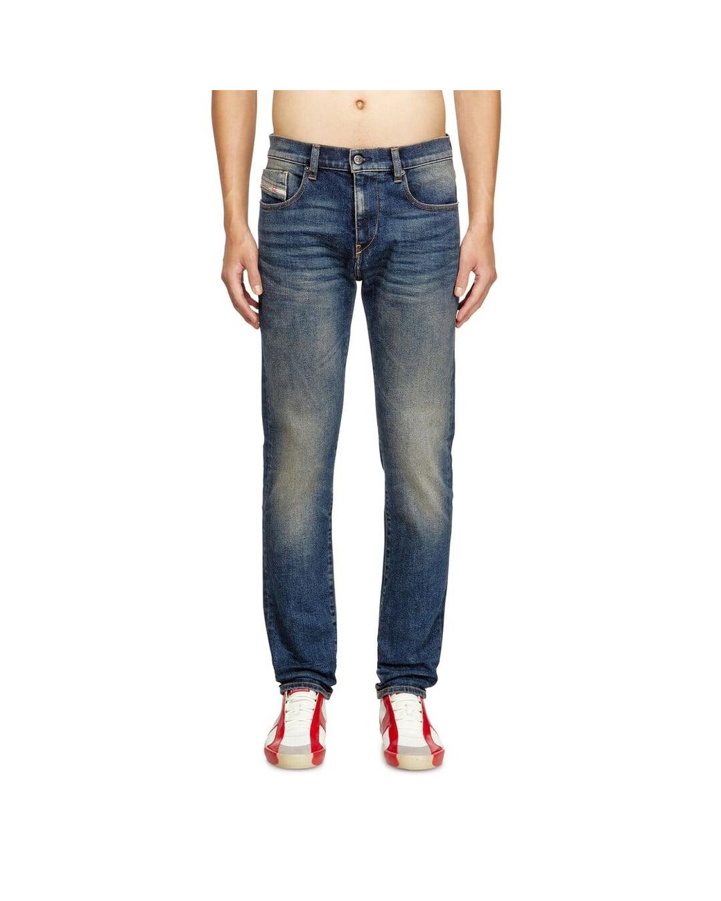 DIESEL Blue Slim Jeans Regular Waist 2019 D-Strukt, Dark, Zip Fly for men