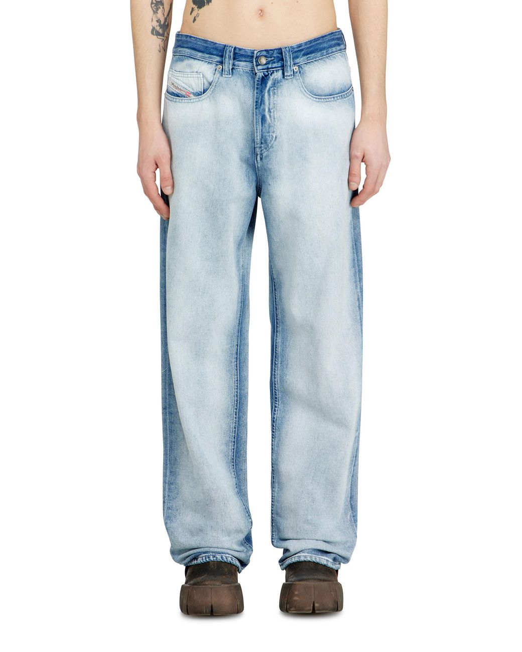 DIESEL Blue Relaxed Jeans Low Waist 2001 D-Macro, Light, Button Fly for men