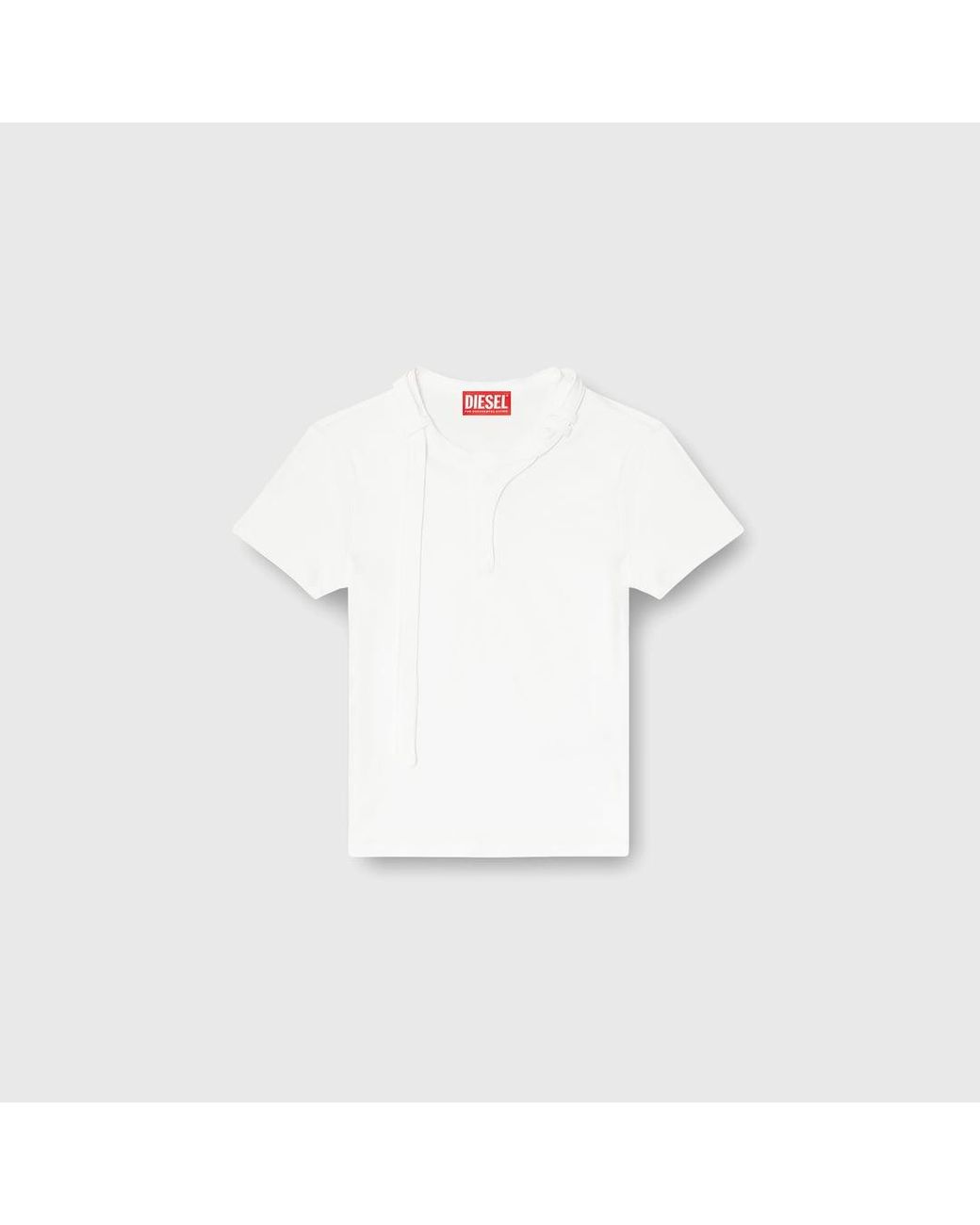 DIESEL White Rib-Jersey Top With Biker Neck Strap