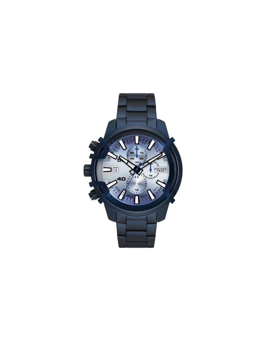 DIESEL Blue Griffed Chronograph-Tone Stainless Steel Watch for men