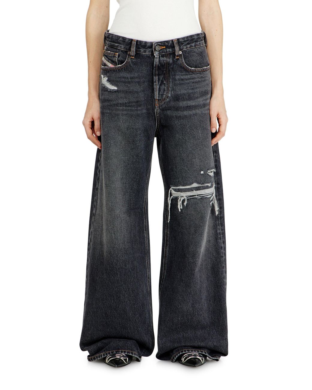 DIESEL Gray Relaxed Jeans Low Waist 1996 D-Sire, /Dark, Button Fly