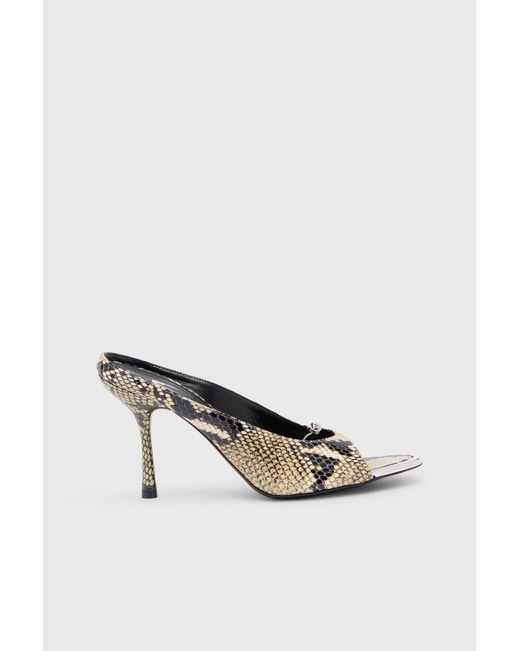 DIESEL White D-Diam's-High Leather Mule With Floating Oval D