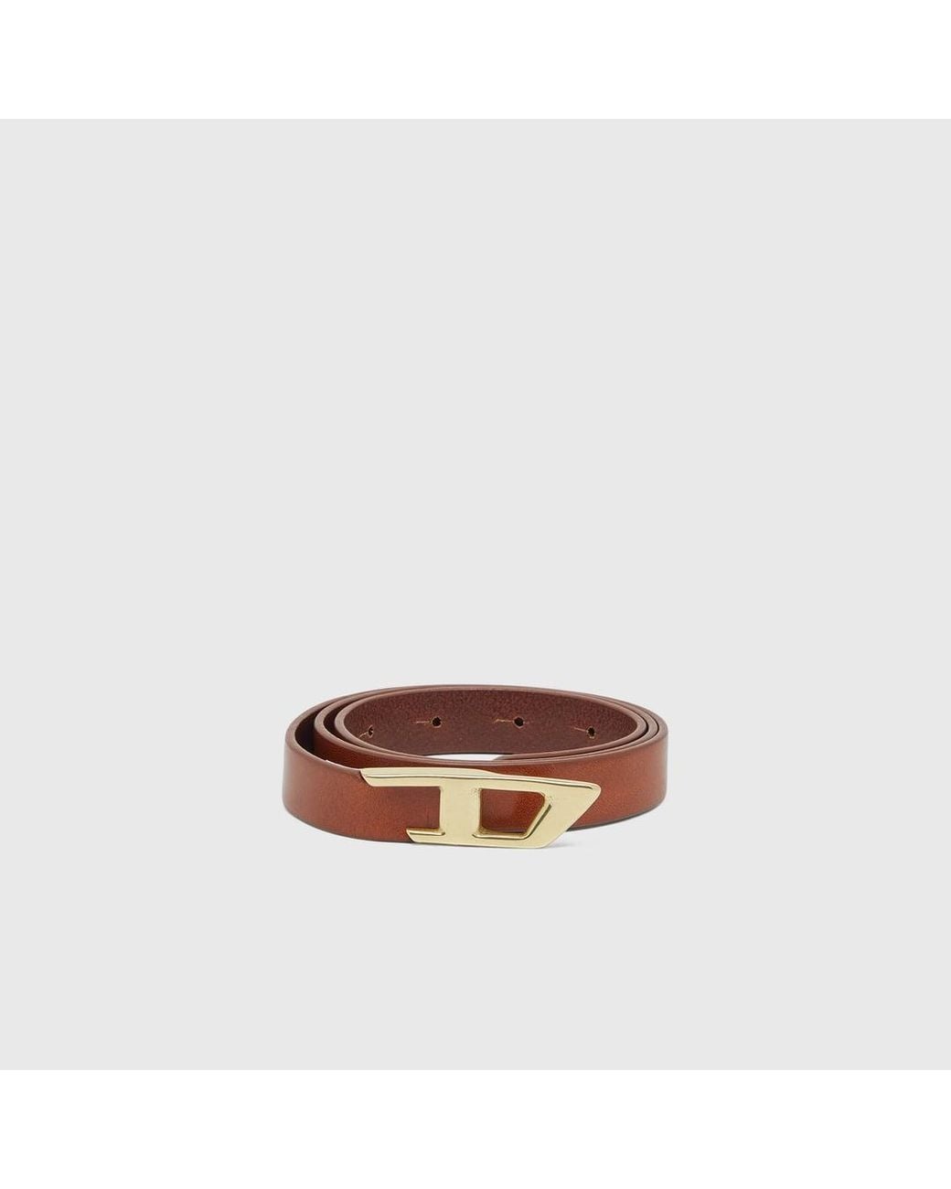 DIESEL Brown 2 Cm Leather Belt With Metal D Buckle