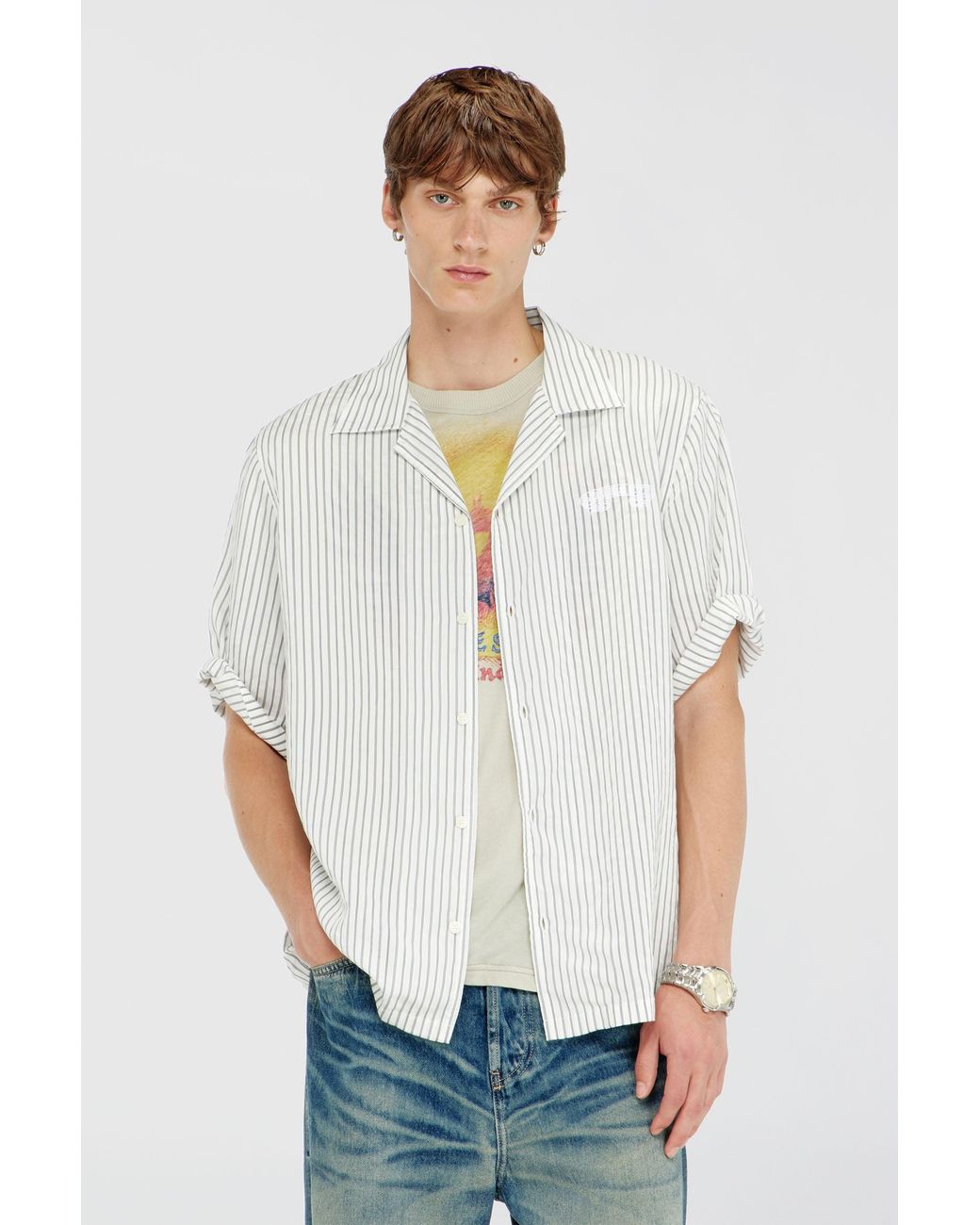 DIESEL White Half-Sleeve Shirt for men